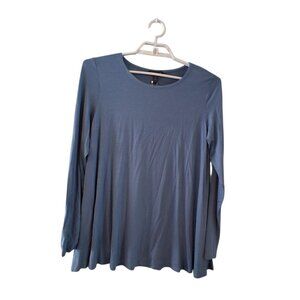 Eileen Fisher nwt top womens Medium jewel neck Pond soft tunic tee blue